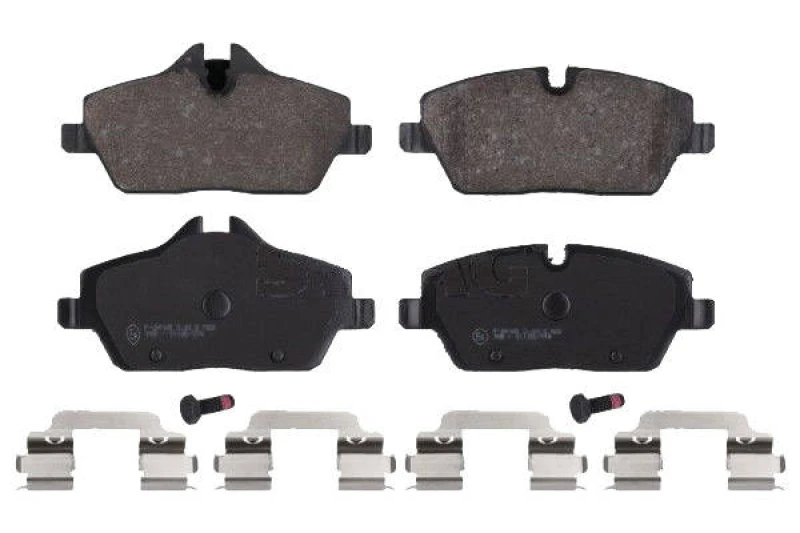 Image of SWAG 20 91 6559 Brake pad set Front Axle, prepared for wear warning indicator, with fastening material Brake Pad Set,disc brake (402)