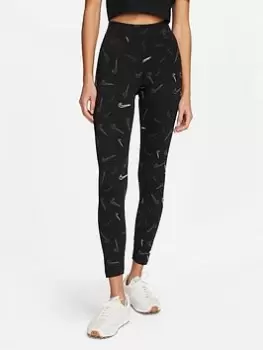 Image of Nike AOP Leggings - Black, Size S, Women