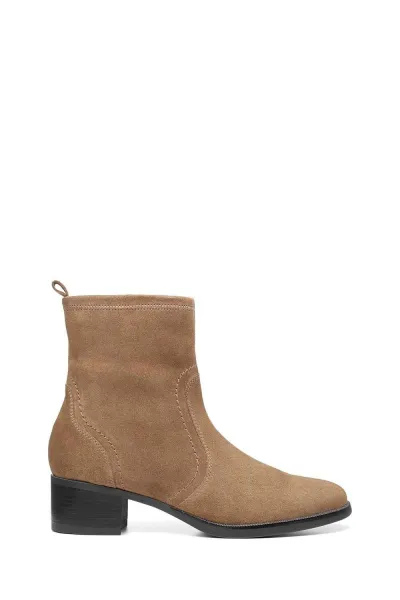 Image of Hotter Alana Suede Heeled Ankle Boots - Tan, Brown, Size 3, Women