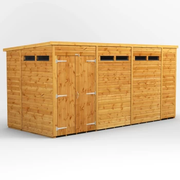 Image of 14x6 Power Pent Security Shed Double Door - Brown