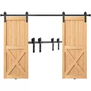 Image of VEVOR 8FT Sliding Barn Door Hardware Kit, 330LBS Heavy Duty Barn Door Track Kit for Double Doors, Fit 3.7-4.3FT Total Wide and 1.3"-1.8" Thick 2 Door