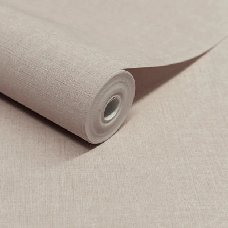 Image of Grandeco Solena Brushed Check Weave Hessian Textured Plain Wallpaper, Neutral