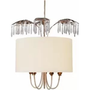 image of 5 Bulb Ceiling Pendant Light Fitting Cream Patina Gold & Silver Leaf LED E14 40W