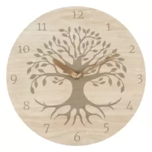 image of 28cm Tree of Life Wood Effect MDF Clock