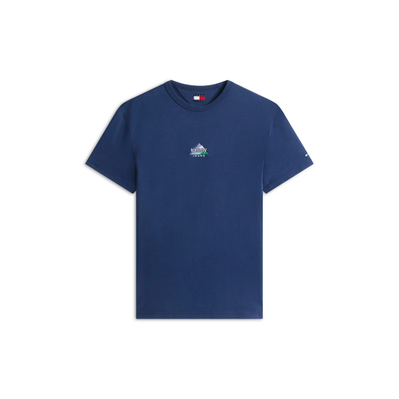 Image of Tommy Jeans Mens Peaks Short Sleeve T-Shirt Dark Night Navy male S