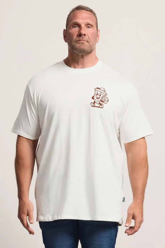 Image of BadRhino Mens Extra Long Graphic T-Shirt in Off-White Size: 1XL Off-White Male 1XL