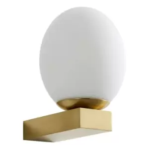 Image of Spa Aglos LED Single Globe Wall Light 3W Cool White Opal Glass and Satin Brass