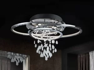 image of Bruma 5 Light Crystal Flush Ceiling Light Chrome, GU10