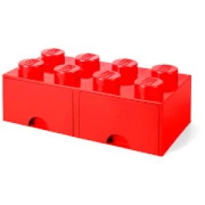 image of LEGO Storage 8 Knob Brick - 2 Drawers (Bright Red)