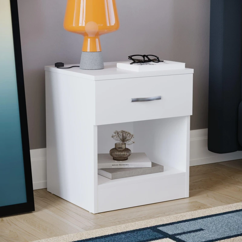 Image of Lassic Vida Designs Riano 1 Drawer Bedside Chest White unisex 1 Drawer