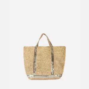 image of Raffia Medium Tote Bag with Glittery Trim