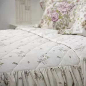 Image of Belledorm Rose Boutique Fitted Bedspread (Double) (Ivory/Pink/Green)