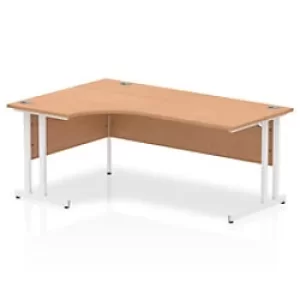 Image of Corner Desks Left Hand Crescent Desk Oak MFC Cantilever Legs White Impulse 1800/1200 x 600/800 x 730mm