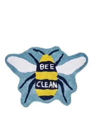 Image of Joules Bee Clean Bath Mat Pale Blue