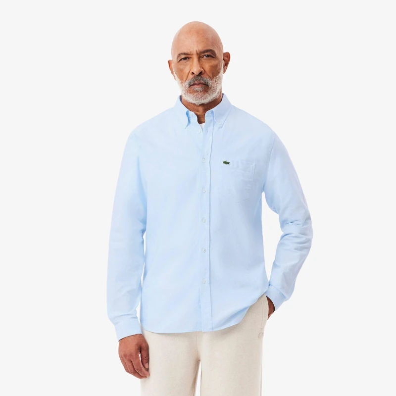 Image of Lacoste Button Down Oxford Shirt Blue F6Z male 2XL