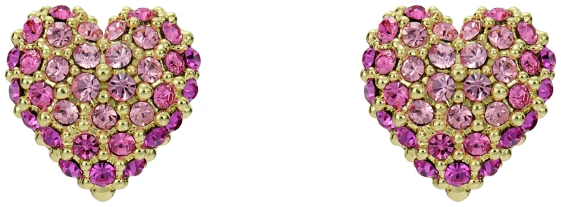 Image of Ted Baker Gold Plated Pink Crystal Heart Stud Earrings