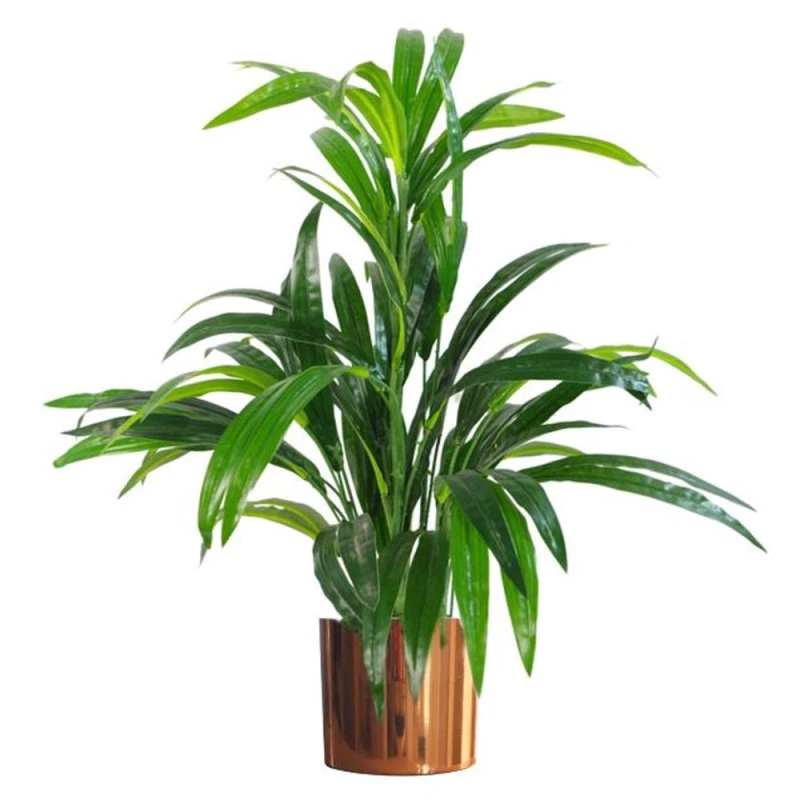 Image of Leaf 65cm Artificial Realistic Bamboo Shrub Plant with Copper Metal Planter Green