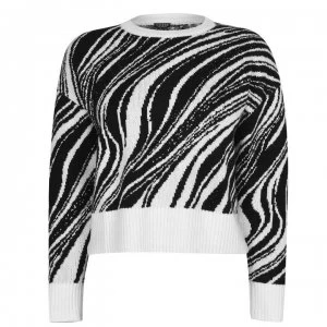 image of Guess Nicole Long Sleeve Sweater - Zebra White