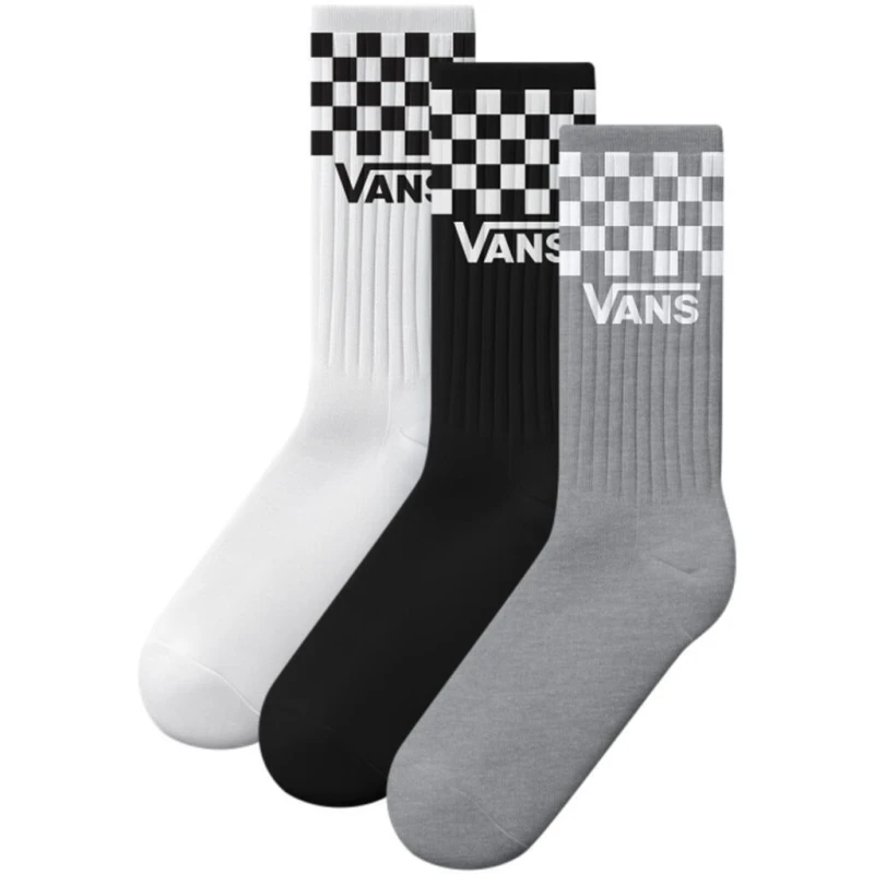 Image of Vans Mens Check Crew Socks Black White male 8.5 - 12
