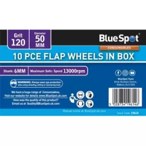 image of 10PC 120 Grit 50MM Flap Wheels In Box - Bluespot