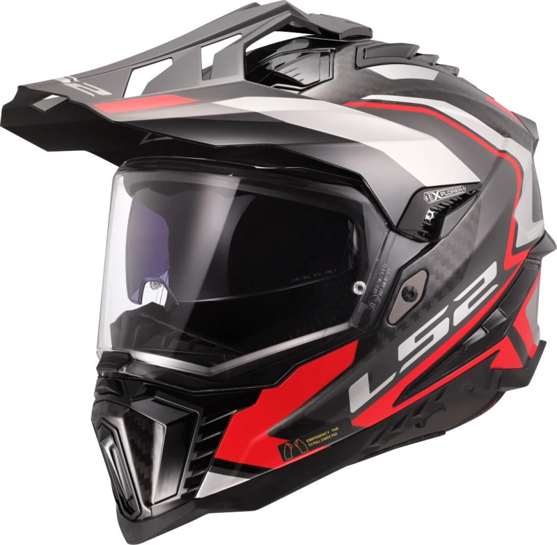 Image of LS2 MX701 Explorer Carbon Frontier II Motocross Helmet, carbon-red, Size M for Men