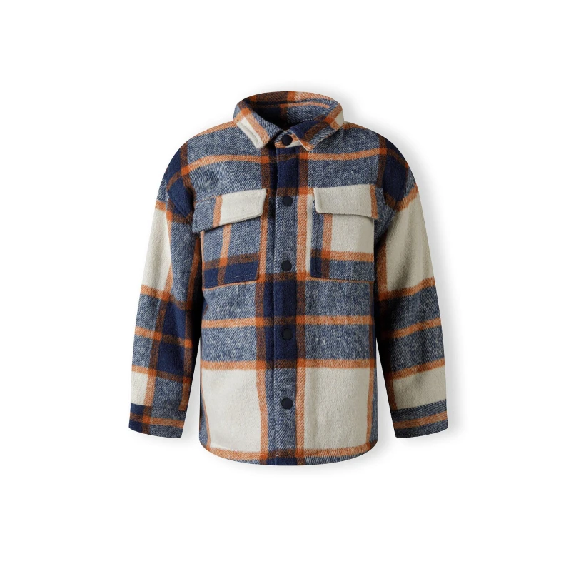 Image of Minoti Boys padded shirt jacket wool blend blue check Blue male 3-4 Yrs