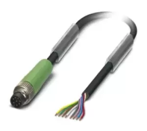 image of Phoenix Contact Sac-8P-M 8Ms/10,0-Pur Sensor Cord, 8P, M8 Plug-Free End, 10M