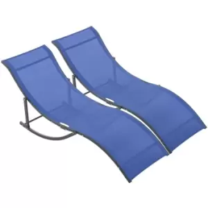 image of Set of 2 Zero Gravity Lounge Chair Recliners Sun Lounger Navy Blue - Outsunny