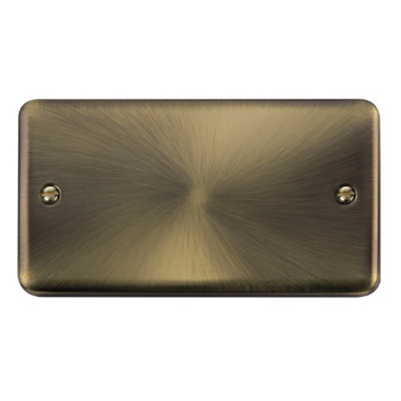 Image of SE Home Curved Antique Brass 2 Gang Blank Plate Gold
