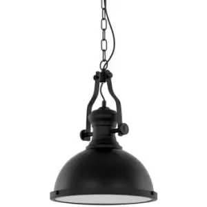 image of Italux Maeva - Industrial And Retro Hanging Pendant Black 1 Light with Glass Shade, E27