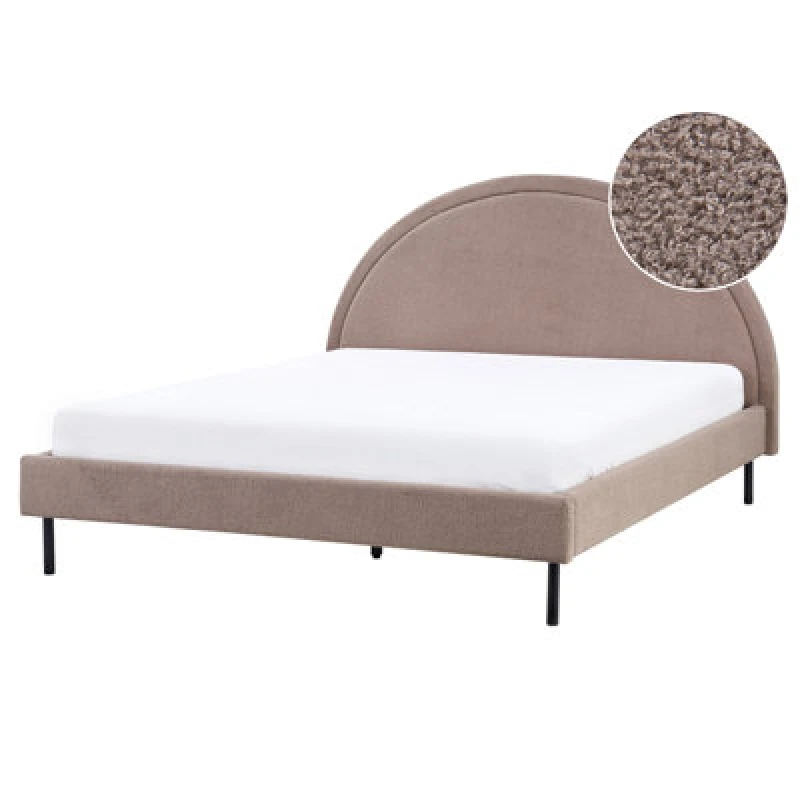 Image of Beliani Bed Boucle Margut 160 X 200 Cm (Eu King Size) Taupe