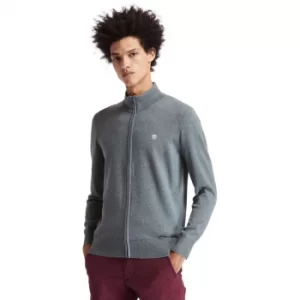 Image of Timberland Williams River Organic Cotton Zip Sweater For Men In Grey Dark Grey, Size L