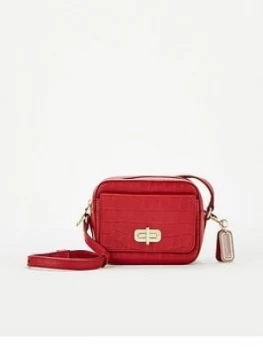 Image of Tommy Hilfiger Canvas Mix Camera Croc Bag - Red