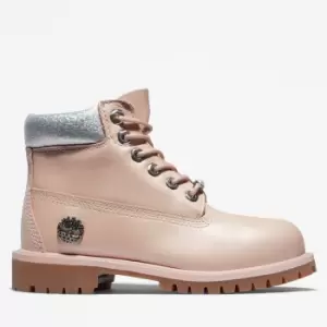 image of Timberland Premium 6" Waterproof Boots For Junior In Light Pink/silver Pink Kids, Size 3.5