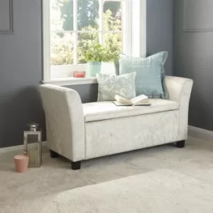 Image of Verona Crushed Velvet Ottoman Window Seat Cream