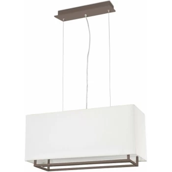 image of Faro Vesper-1 - 2 Light Ceiling Pendant Bar Brown, Beige - Rectangle Frame, E27