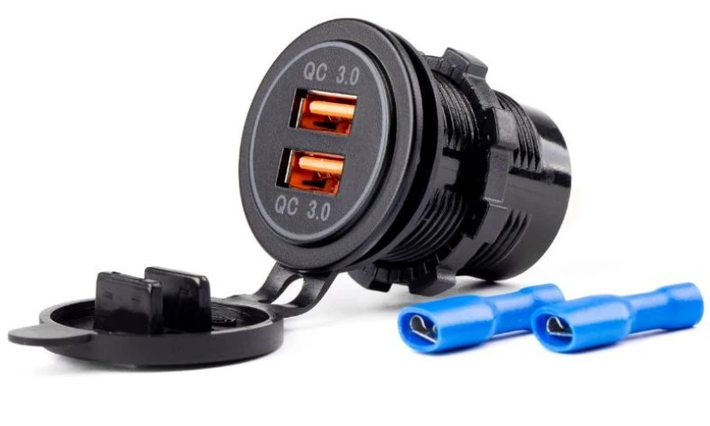 Image of AMiO 02855 Car mobile phone charger with cap, Number of inlets/outlets: 2 Aluminium Car mobile phone charger (100026)