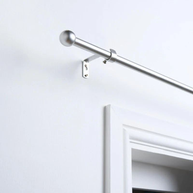 Image of OHS OHS Curtain Pole Extendable Metal Finnials Ball End Rings Rod Fittings in Grey Size: 120cm Grey 120cm Unisex 5027434214907