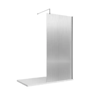 image of Nuie 900x1850 Fluted Wetroom Screen With Bar - Polished Chrome