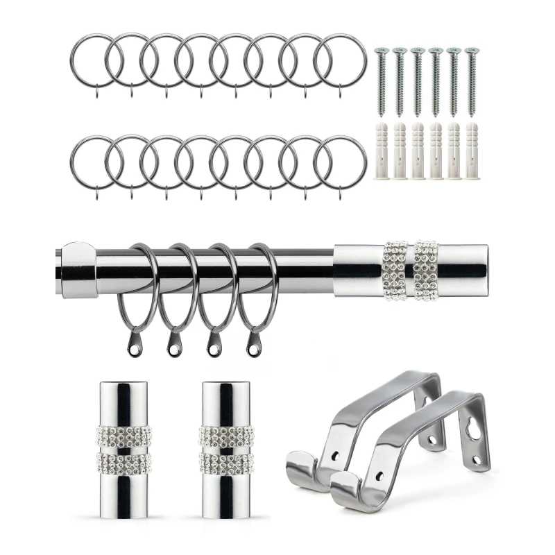 Image of Emma Barclay Diamante - Extendable Curtain Pole with rings Curtain Poles 160-300cm Silver 41670311000