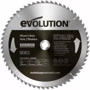 image of Evolution 355mm Wood Cutting Chop Saw Blade