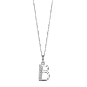 Image of Sterling Silver Art Deco Initial 'B' Pendant with Cubic Zirconia Stone Detail