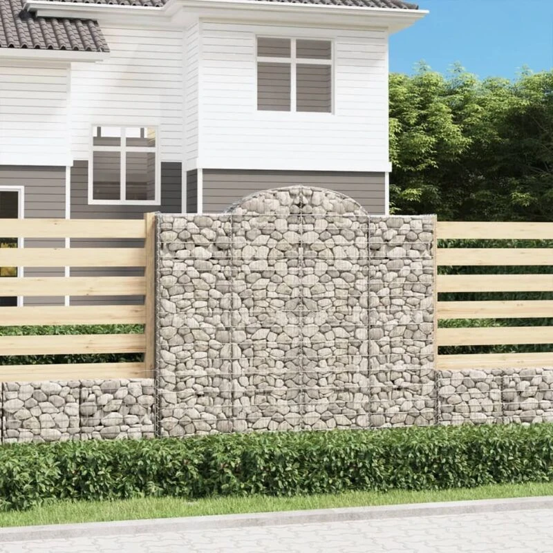 Image of vidaXL Arched Gabion Baskets 6 pcs 200x50x180/200cm Galvanised Iron, Silver 3146408