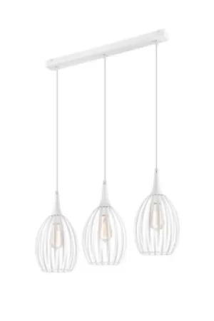 Vincent Wire Frame Pendant Ceiling Light White, 3x E27