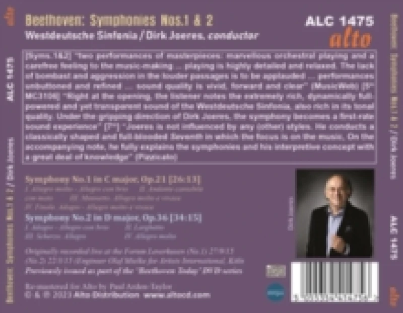 Image of Beethoven: Symphony 1/Symphony 2 CD / Album