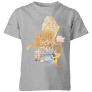 Image of Disney Princess Filled Silhouette Belle Kids T-Shirt - Grey - 11-12 Years