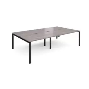 image of Adapt sliding top double back to back desks 2800mm x 1600mm - Black frame and grey oak top