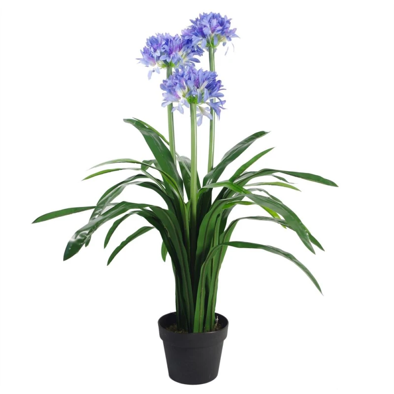 Image of Leaf Agapanthus Blue Flower Plant Realistic Faux House Plants 90cm Botanik Blue