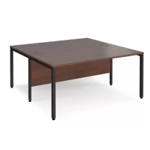 Image of Office Desk 2 Person Rectangular Desk 1600mm Walnut Tops With Black Frames 1600mm Depth Maestro 25