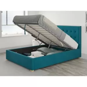 Image of Presley Ottoman Upholstered Bed, Plush Velvet, Teal - Ottoman Bed Size King (150x200)